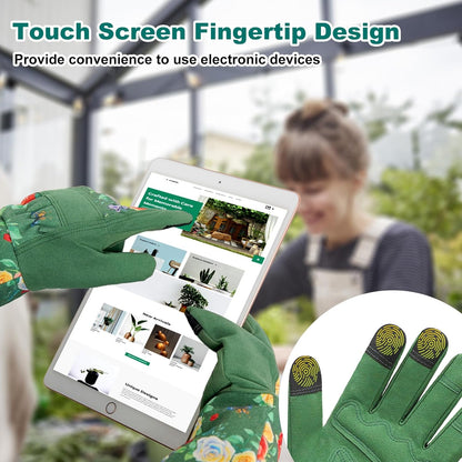 DLY Gardening Gloves for Women, Rose Gloves Gardening Thorn Proof, Long Garden Gloves for Women, Breathable Cowhide Leather Gauntlet (Medium, Blue)