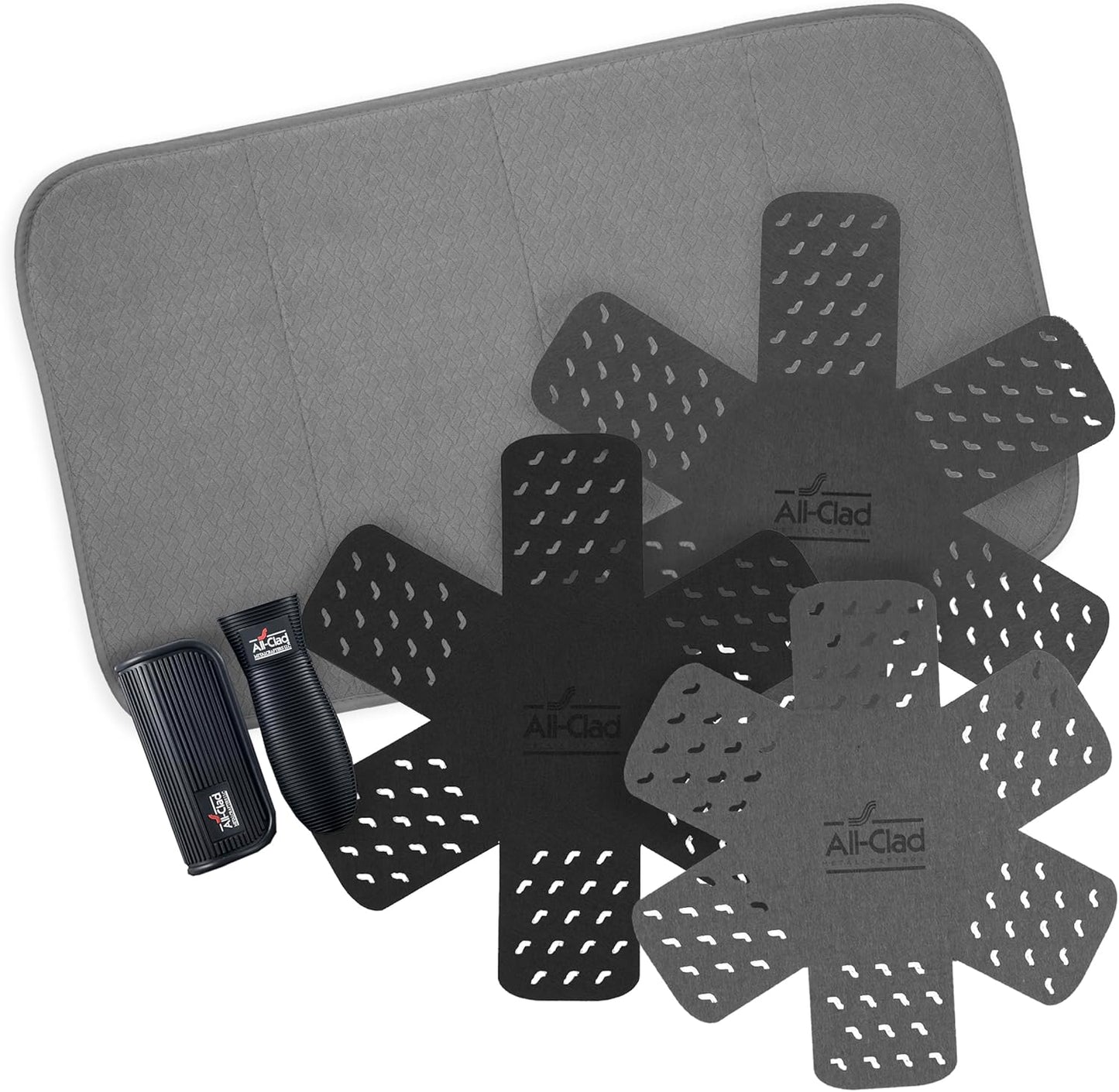 All-Clad Premium Cookware Protectors: Pot and Pan Protectors for Kitchen Organization - Perfect for Cast Iron, Steel, or Glass, (3-Piece), Black/Grey