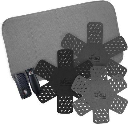 All-Clad Premium Cookware Protectors: Pot and Pan Protectors for Kitchen Organization - Perfect for Cast Iron, Steel, or Glass, (3-Piece), Black/Grey