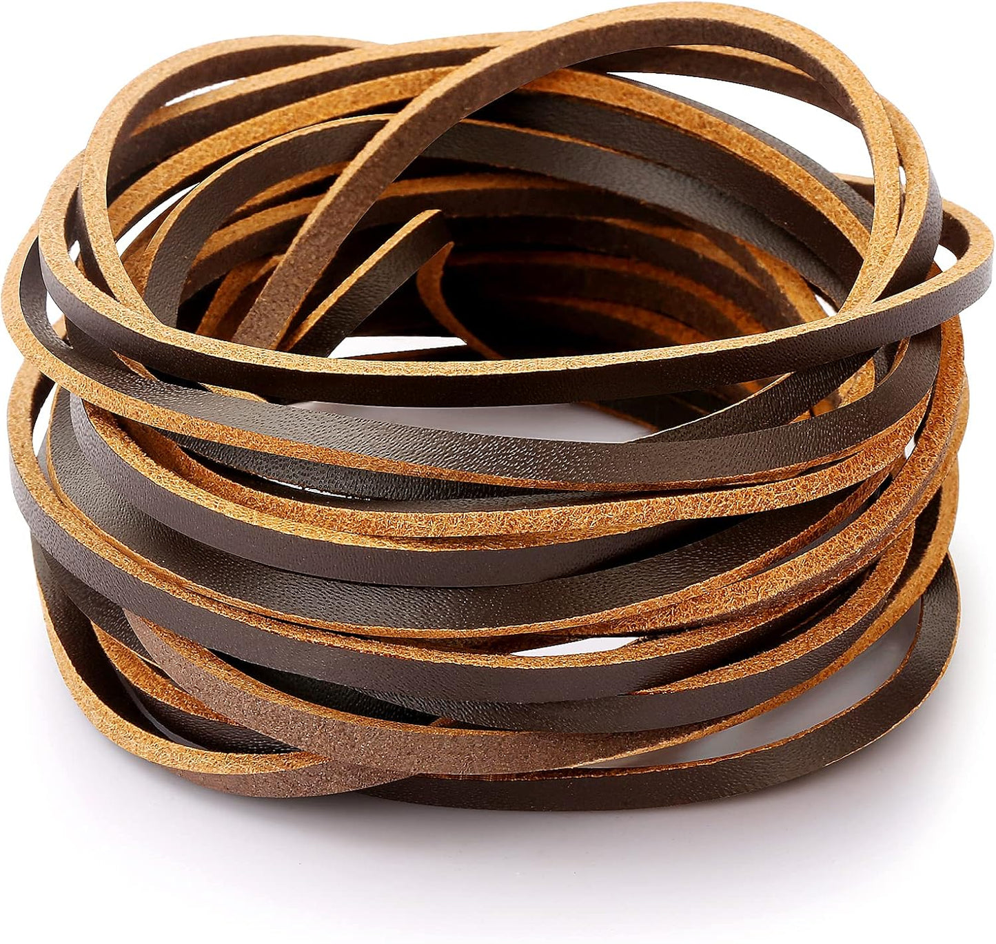 TeeLiy 3MM Flat Genuine Leather Cord - Natural Leather Lacing - Strip Cord Braiding String for Jewelry Making Shoe Lace Braided Bracelets Necklaces Handbags Knife Sheaths Veg Tan Greystone (5Yards)