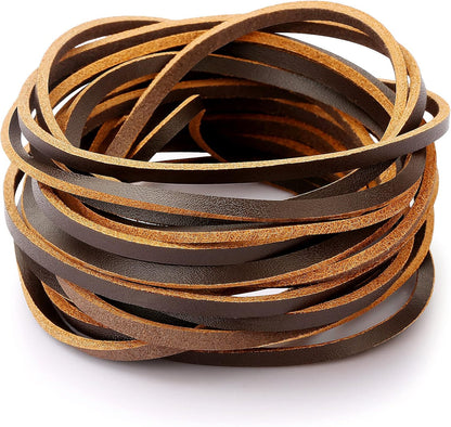 TeeLiy 3MM Flat Genuine Leather Cord - Natural Leather Lacing - Strip Cord Braiding String for Jewelry Making Shoe Lace Braided Bracelets Necklaces Handbags Knife Sheaths Veg Tan Greystone (5Yards)