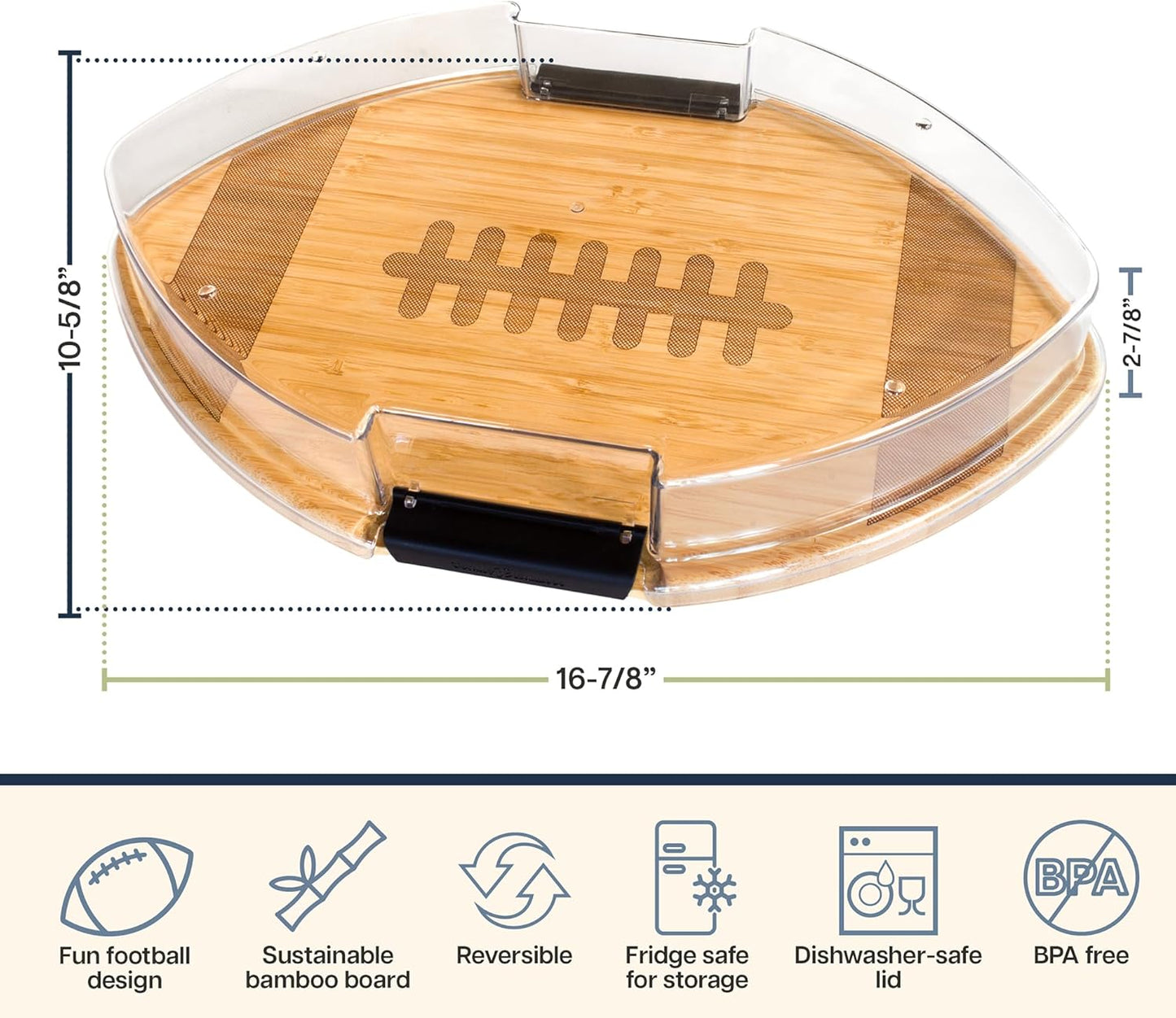 Totally Bamboo Flip, Serve & Store Charcuterie Board with Lid, Reversible Bamboo Cutting Board and Portable Cheese Tray with Compartments, Locking Travel Cover, 15.5 x 11.5 Inches