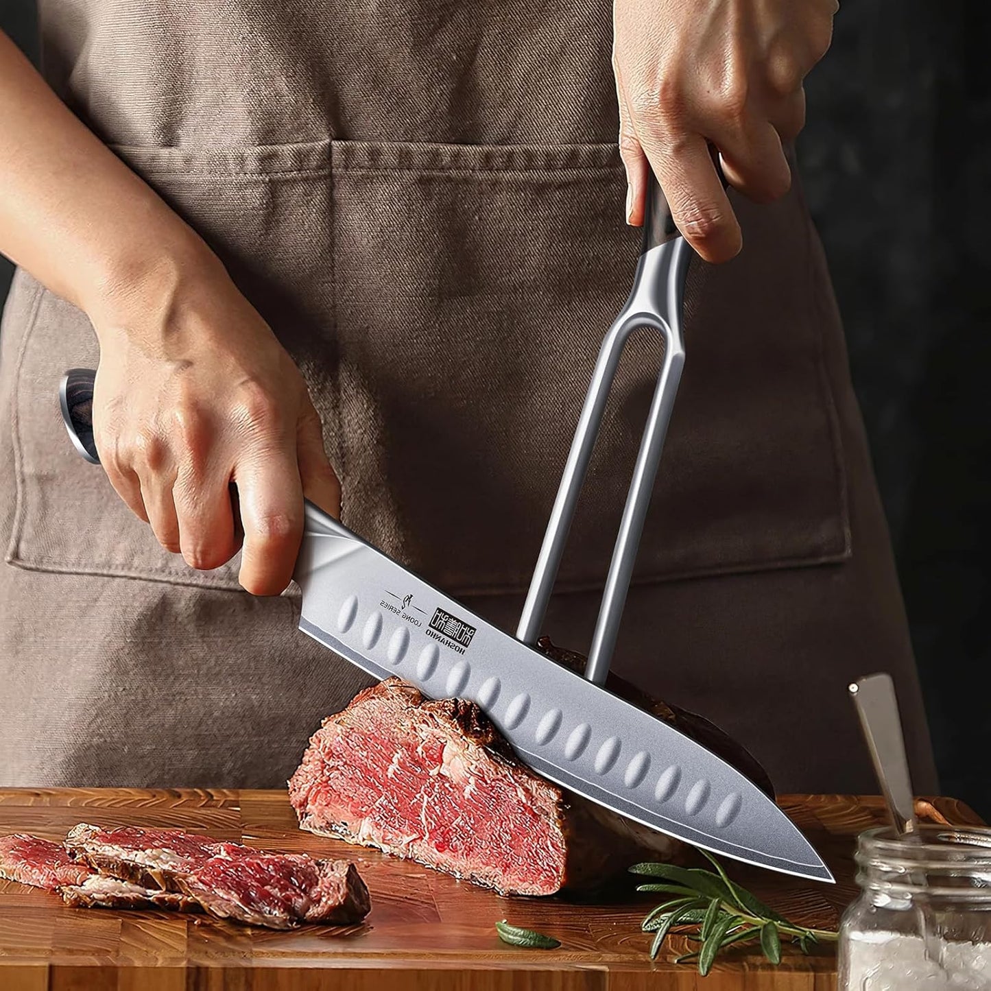 HOSHANHO Carving Knife 12 Inch, Japanese High Carbon Steel Slicing Knife with Ergonomic Pakkawood Handle, Razor Sharp Brisket Knives for Meat Cutting, BBQ, Turkey