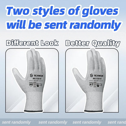 Schwer 3 Pairs Cut Resistant Gloves ANSI A6/A7 (Send Randomly) CR7120 Cut Proof Work Gloves, Touchscreen, for Men and Women Used for Woodworking, Glass Cutting, Construction, Car Repair, XS