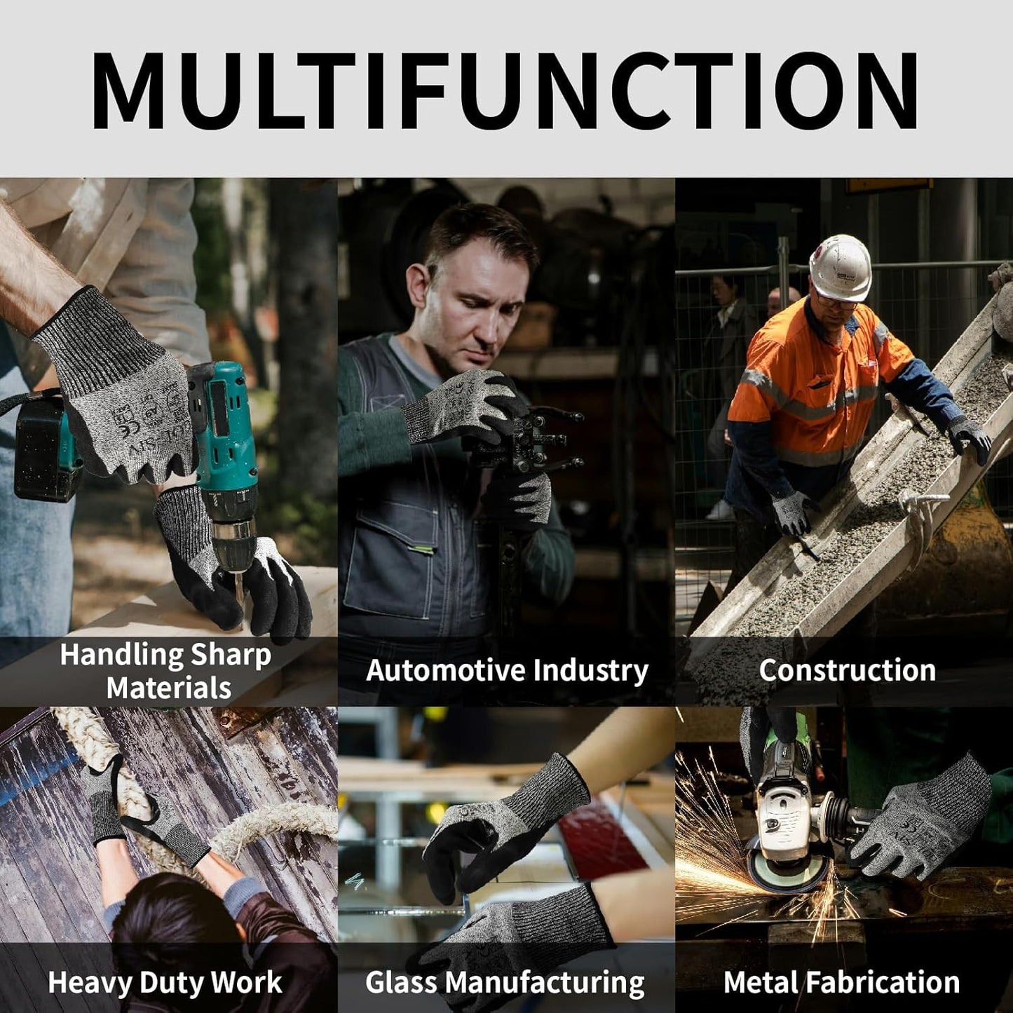 ANSI A9 Cut Resistant Gloves,Cut Resistant Work Gloves,Cut Proof Gloves Nitrile Coated For Metal Fabrication,Woodworking, Construction,Touch Screen,Large