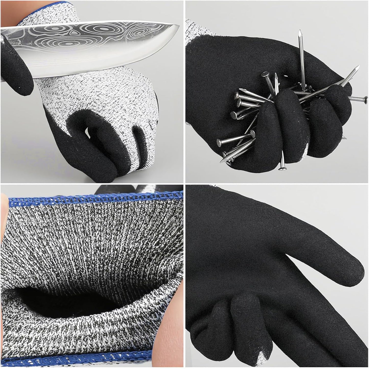 ANSI A9 Cut Resistant Gloves,Cut Resistant Work Gloves,Cut Proof Gloves Nitrile Coated For Metal Fabrication,Woodworking, Construction,Touch Screen,Large