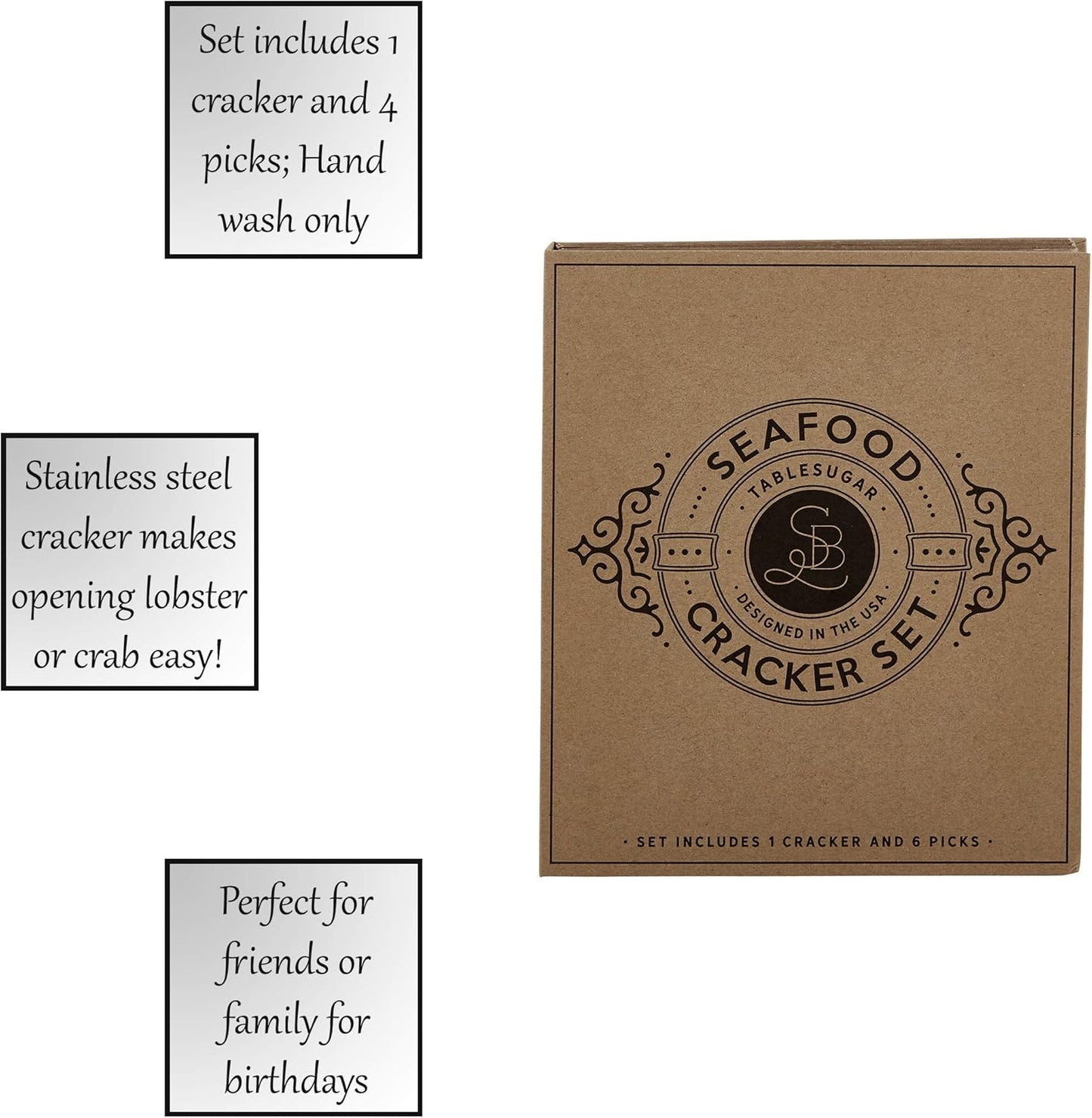 Santa Barbara Design Studio Gift Set Kitchen Essentials TableSugar Kraft Cardboard Book Gift Box, 4-Pieces, Cheese Knives