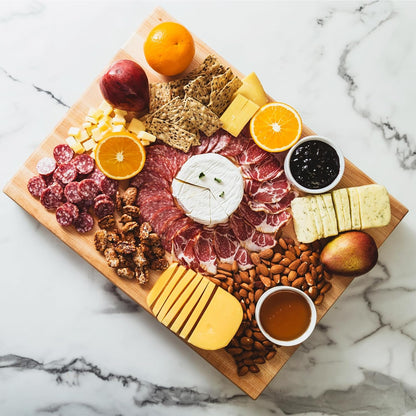 John Boos Handle Boards Series Rectangular Wooden Maple Cutting Board 24”x18” – 2.25” Thick, 30-lb Reversible Butcher Block with Juice Groove, Edge-Grain & Metal Handles