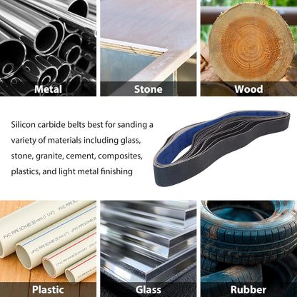 1x30 Inch Silicon Carbide Sanding Belts, 4 PCS Each of 80,120, 240, 400, 800,1000 Grits Knife Sharpening Belt Kits for 1 x 30 Inch Belt Sander, 24 Pack
