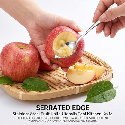 6 Pcs Grapefruit Spoon Knife, Stainless Steel Grapefruit Spoons Serrated Edge Knife Grapefruit Spoon & Knife Set Dessert Spoon for Citrus Kiwi Orange Lemon Pitaya Avocado(Silver)