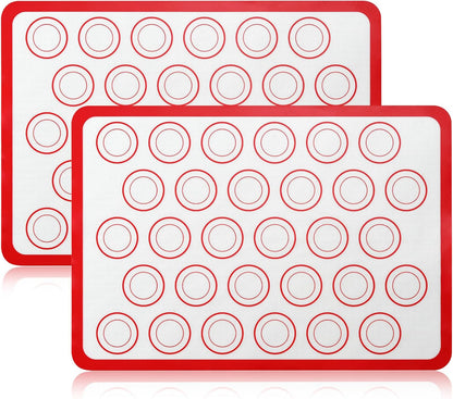 Luckyiren 2-Pack Silicone Baking Mats – Non-Stick Reusable BPA-Free Oven Liners, 100% Food-Grade Silicone, Fit Half Sheet Pans (16.54" x 11.62") for Cookies, Pastry & More