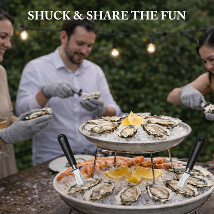 Oyster Shucking Knife Set - 2 Stainless Steel Oyster Shucker and Oyster Shucking Knife with PVC Sheath & 2 Cut Resistant Gloves and Oyster Shucking Kit for All Kinds of Shells, Clam, and Crab