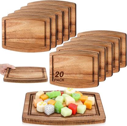 Kigley 10 Pcs Acacia Wood Cutting Boards Bulk for Laser Engraving Wooden Dinner Plates with Groove Chopping Charcuterie Board Carving Tray for Holiday Housewarming Party Gifts (8 x 10 Inch)