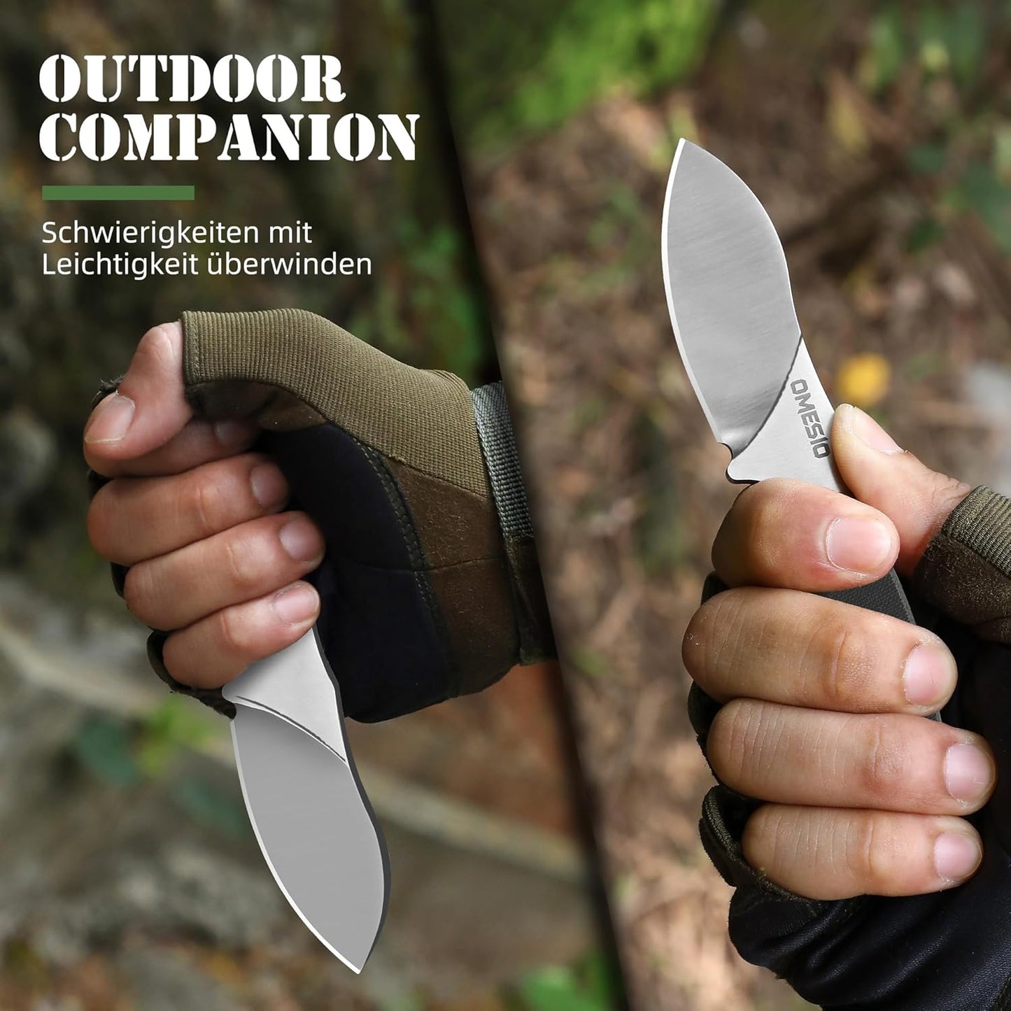 Omesio Neck Knife, Full Tang EDC Knife Necklace for Men, 5.82" Fixed Blade with Kydex SHeath and Clip, Nessmuk Blade Small D2 Steel G10 Handle for Outdoor, Survival, Camping