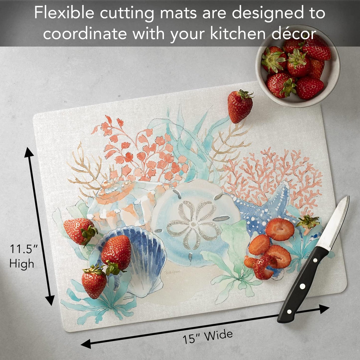 Cut N' Funnel Farmhouse Fall Designer Flexible Cutting Board Mat 15" x 11.5" Made in the USA Decorative Flexible Easy to Clean