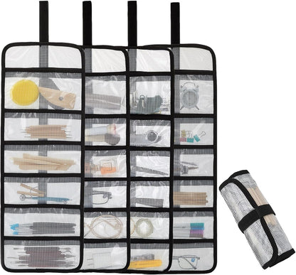 Large Tool Roll Bag, 6-Pocket Expanded Organizer for Longer Tools & Gear | 35.4"x12.2" with 13.5" Pockets, Waterproof PVC- 4 Pack
