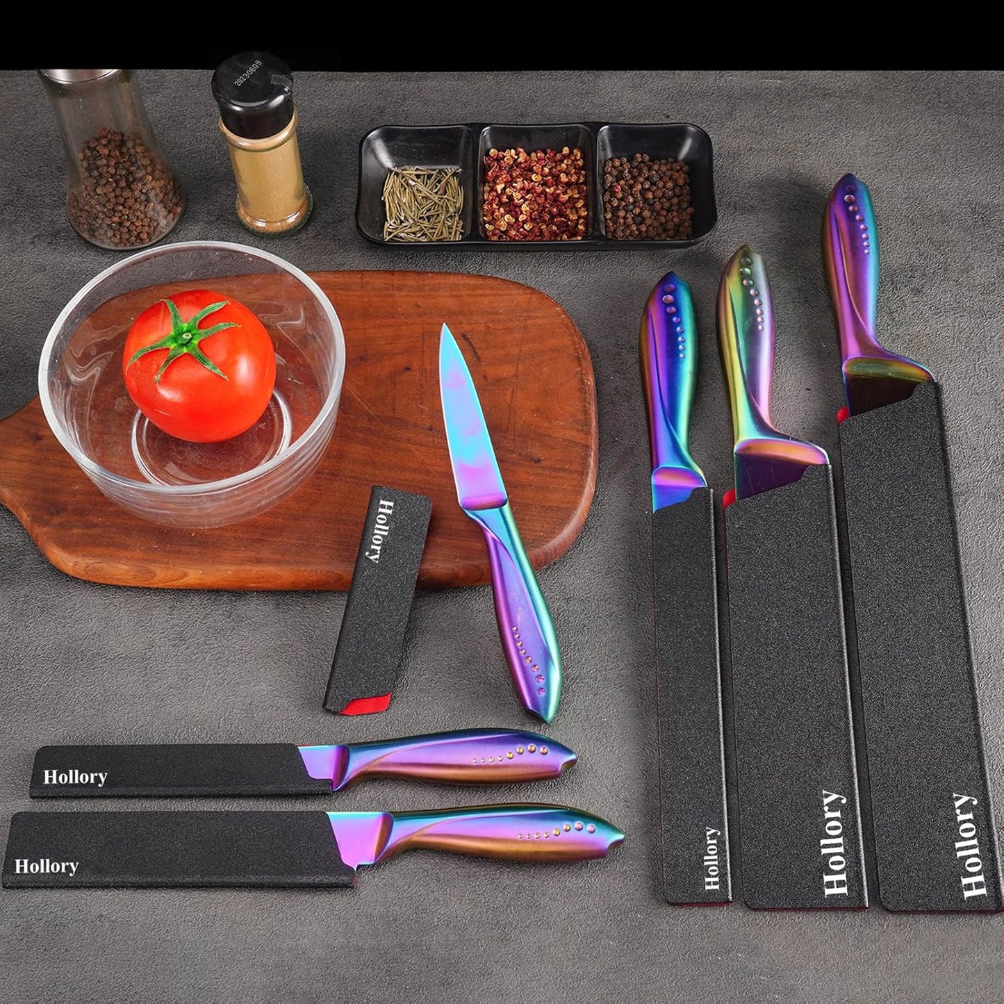 Kitchen Knife Guards Set, Universal Blade Covers, Abs Plastic BPA-Free Blade Protector with Velvet Lining, Professional Kitchen Knife Storage Solution for Home Cooks, Black (2 Pcs)