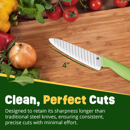 Ceramic Knife Set with Ergonomic Handle, Non-Reactive and Professional Chopping Knife Featuring Sharp, Rust-Proof Blades for Cutting Vegetables & Fruits, Durable Ceramic Kitchen Knives Set 6” & 4”