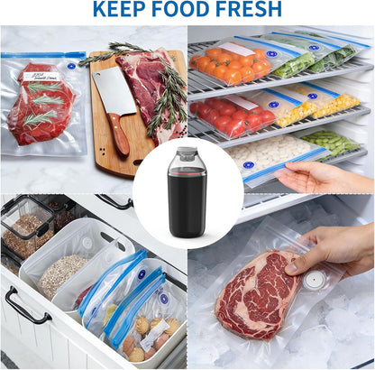 Handheld Vacuum Sealer, Sous Vide Vacuum Pump, Rechargeable Hand Held Vacuum Sealer for food Storage, Camping, Sous Vide, Reusable Vacuum Bags Compatibility, White(Pump Only)