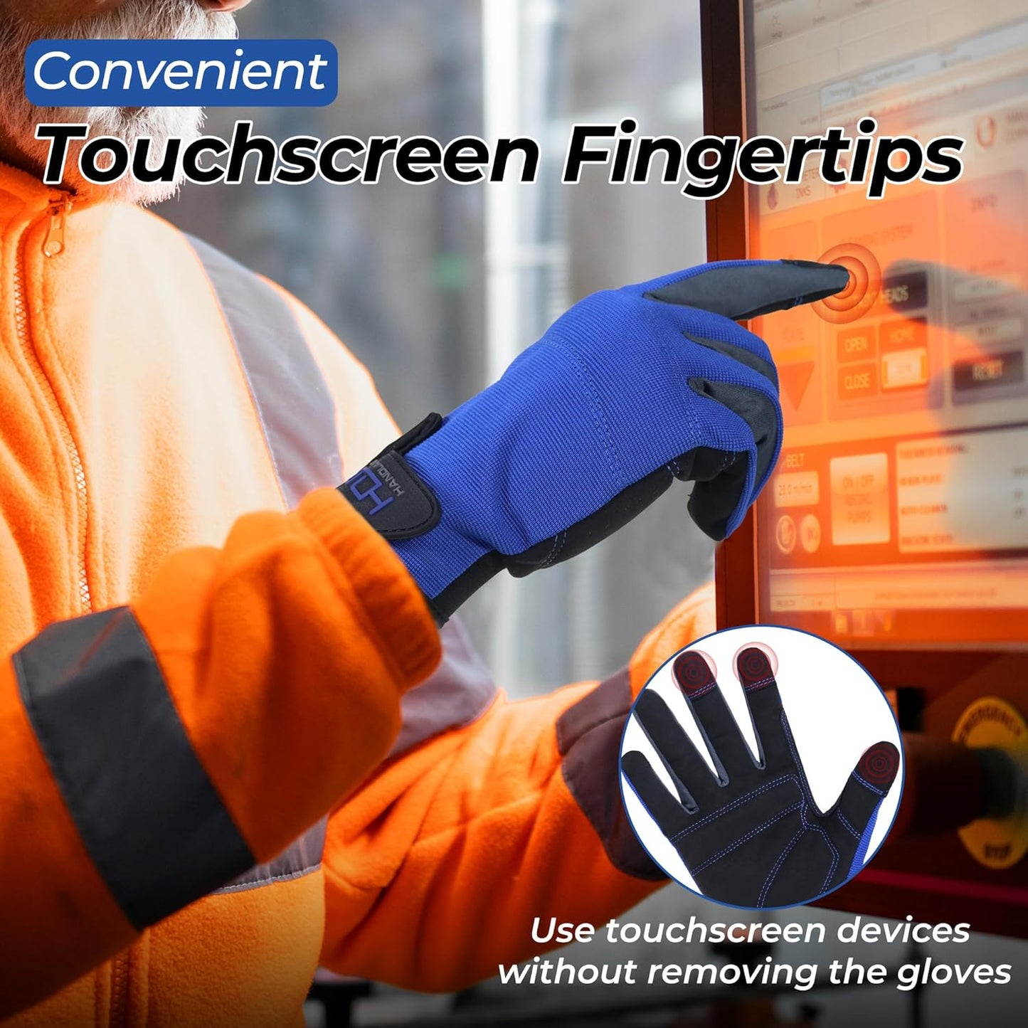 HANDLANDY Work Gloves for Men & Women, Utility Mechanic Working Gloves Touch Screen, Flexible Gardening Gloves for Yard