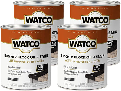 Watco Butcher Block Oil + Stain | Safe for Food Contact | Durable Protection | Easy Wipe‑On Application | Hazelnut | Pint