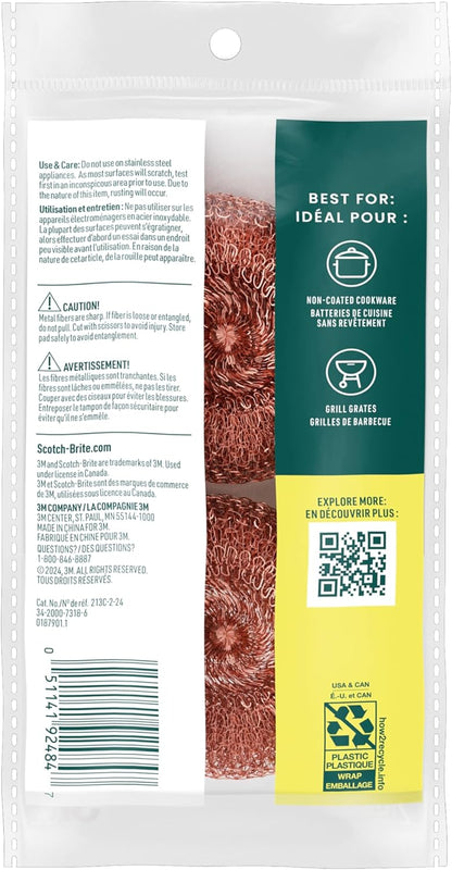 Scotch-Brite Stainless Steel Scrubbers, Scouring Pads for Cleaning Tough Baked-On Messes, Metal Scrubbers for Cleaning Dishes, 3 Scrub Pads