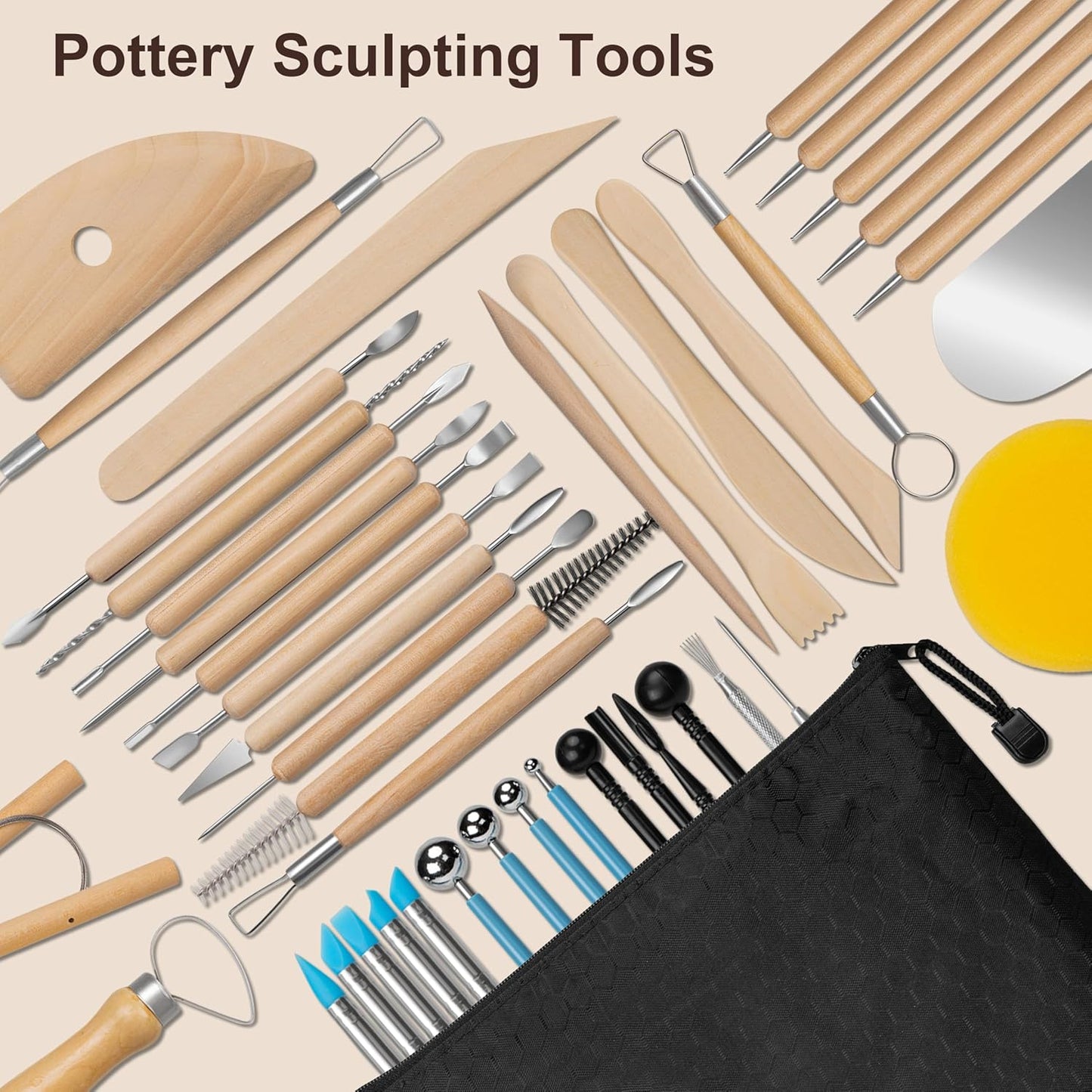 Amrules Clay Tools Kit, 12 PCS Polymer Clay Cutter Tools, Rectangle Shape Acrylic Press Board and Roller Pin Supplies Suitable for Shaping, Carving, Pottery Craft and DIY Projects