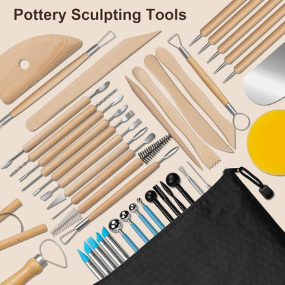 Amrules Clay Tools Kit, 12 PCS Polymer Clay Cutter Tools, Rectangle Shape Acrylic Press Board and Roller Pin Supplies Suitable for Shaping, Carving, Pottery Craft and DIY Projects