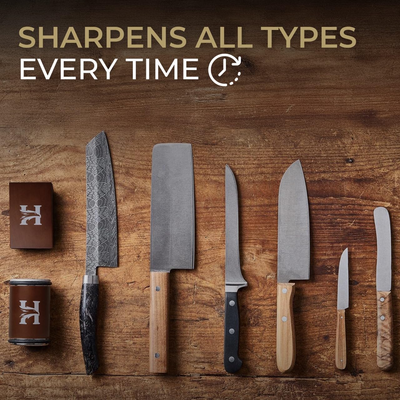 5 Angles High Carbon Stainless Steel Rolling Knife Sharpener with 400, 1000 & 3000 Replacement Discs - Blunt Knife Sharpening Kit with 12°, 15°, 17°, 19° and 22° Sharpening for Kitchen & Chef's Knives