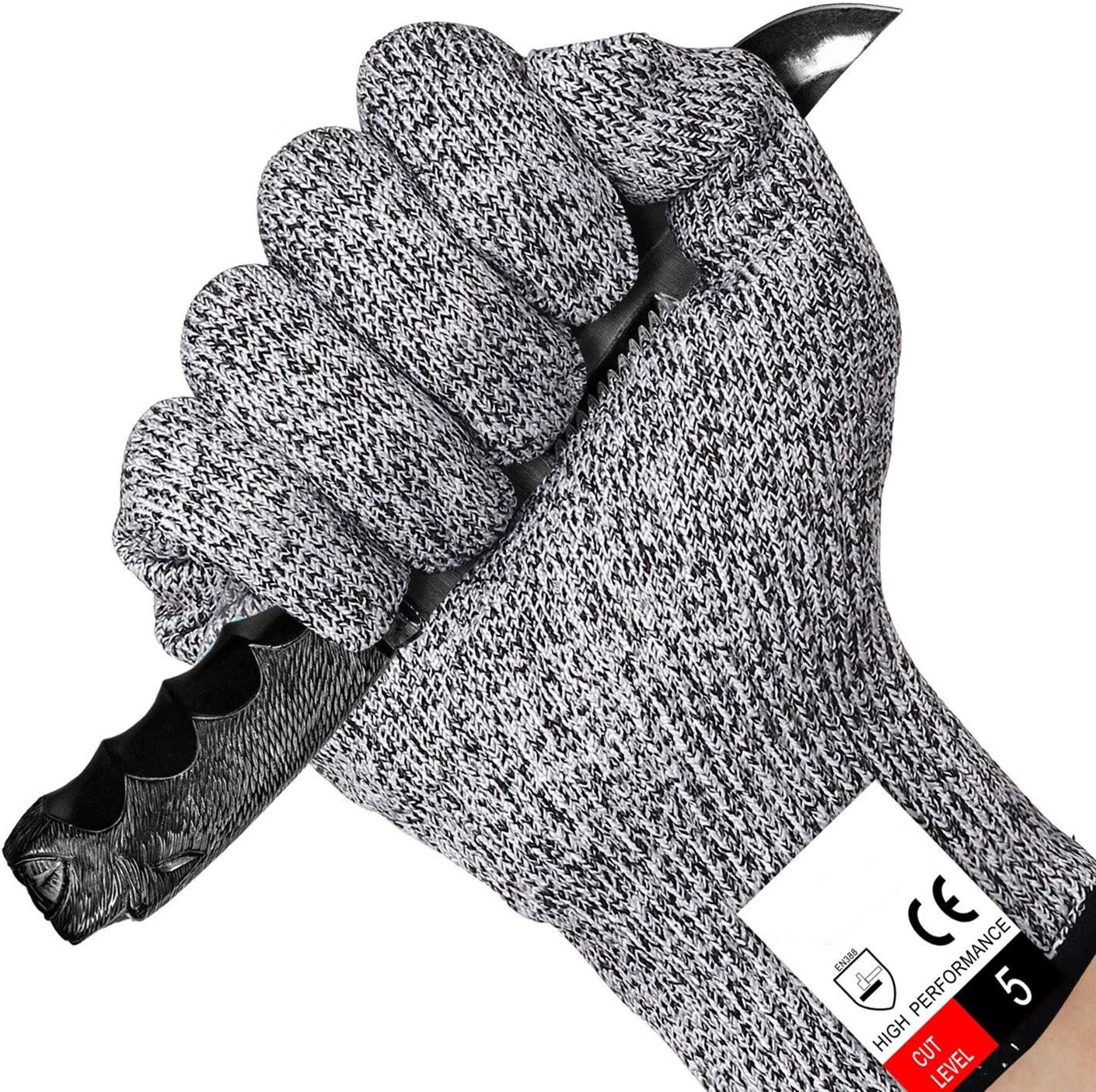 4 PCS (M+L) Cut Resistant Gloves Food Grade Level 5 Hand Protection,Kitchen Cut Gloves (Large+Medium)