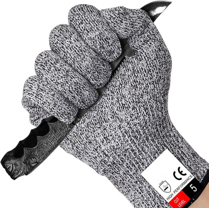 4 PCS (M+L) Cut Resistant Gloves Food Grade Level 5 Hand Protection,Kitchen Cut Gloves (Large+Medium)
