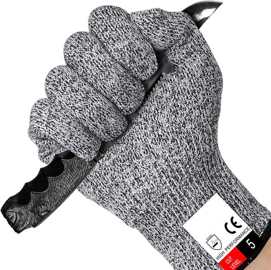 4 PCS (M+L) Cut Resistant Gloves Food Grade Level 5 Hand Protection,Kitchen Cut Gloves (Large+Medium)