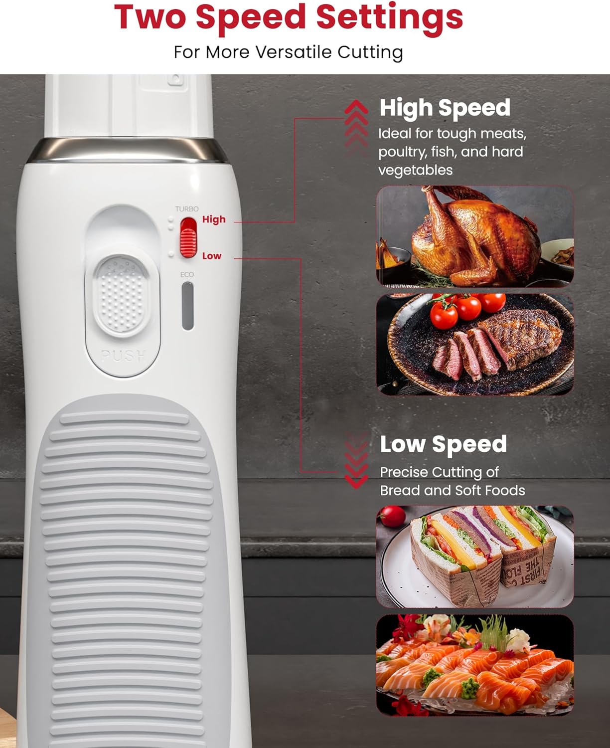 Keenstone Cordless Electric Knife, Upgraded Serrated Blade for Turkey, Meat Slicing, Fish Fillet & Bread, Ergonomic Design with Comfortable Contoured Grip for Kitchen & BBQ, USB-C Rechargeable