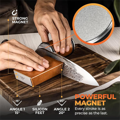 Rolling Knife Sharpener | Easy Knife Sharpening Tool for Kitchen | 15° & 20° Adjustable Angles | Professional Knife Sharpener for Chef & Home Use