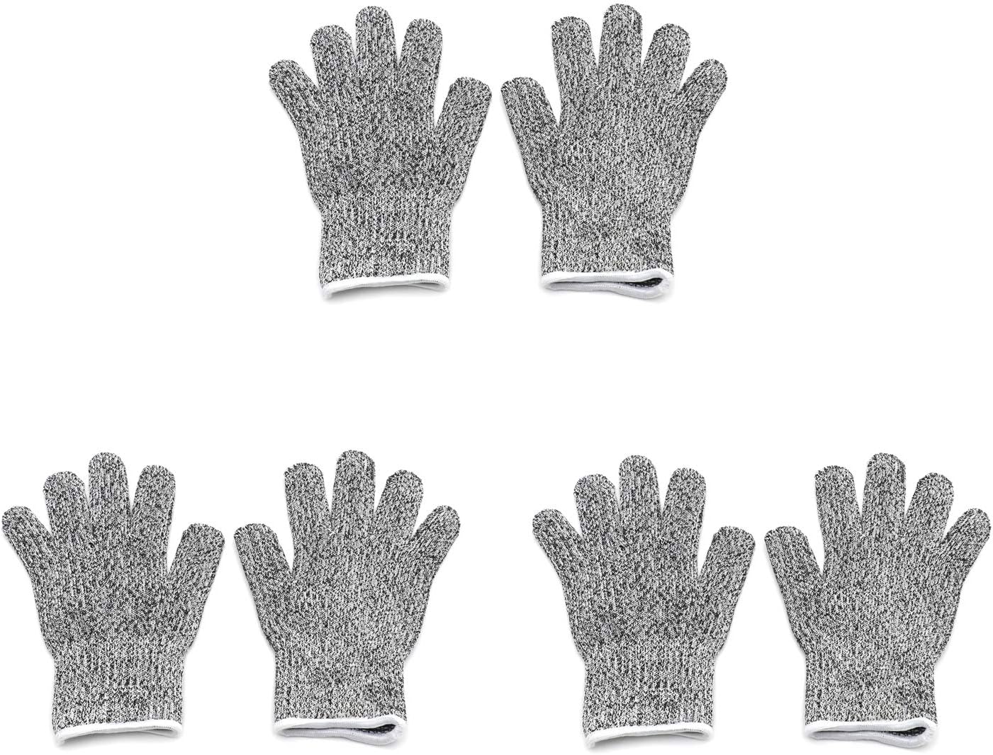 HongK- Level 5 Protection 6Pair Of Size XL Safe Cut Resistant Gloves Food Grade For Kitchen Oyster Shucking Meat Cutting Wood Carving Machine Washable [P/N: ET-TOOL032-XL X6-GRAY ]