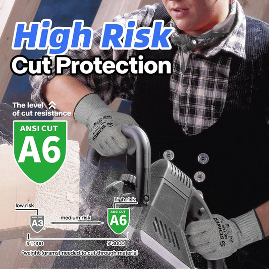 Schwer 3 Pairs Cut Resistant Gloves ANSI A6/A7 (Send Randomly) Cut Proof Work Gloves, Touchscreen, for Men and Women Used to Woodworking, Glass Cutting, Construction, Cargo Handling, L