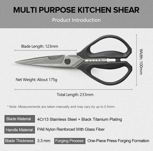 XINZUO Sharp Kitchen Scissors with Black Handle,110 Layers Damascus Steel Multipurpose Heavy Duty Kitchen Shears for Poultry/Vegetables/Fish/Nuts
