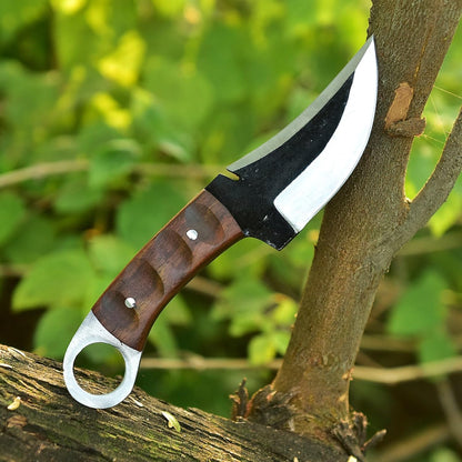Fixed Blade Hunting Forged Tracker Knife - 8 Inches Carbon Steel Razor Sharp Blade Full Tang Bushcraft Knives with Premium Leather Belt Sheath. Used For Hunting Outdoor Camping, Hiking, Skining Knife.