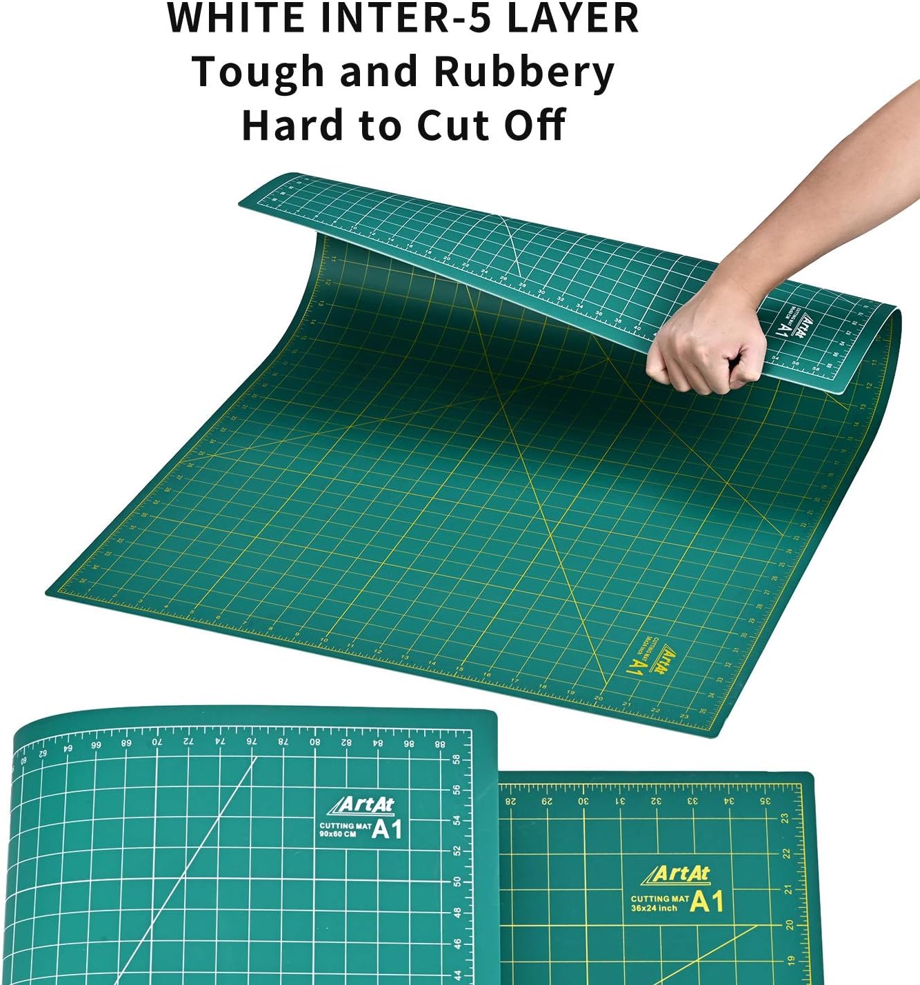 ArtAt Self Healing Cutting Mat: 12″x 18″ Black-Gray Eco-Craft Cutting Mat - 5-Layer Durable Anti-Blade-Wear Material for All Your Crafting Needs