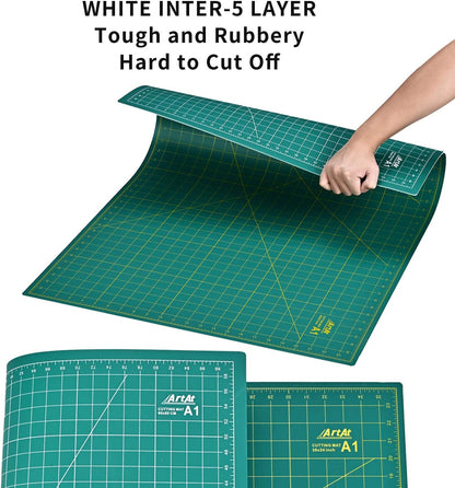 ArtAt Self Healing Cutting Mat: 12″x 18″ Black-Gray Eco-Craft Cutting Mat - 5-Layer Durable Anti-Blade-Wear Material for All Your Crafting Needs