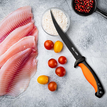 Rhinoreto Fillet Knife for Fish - Razor Sharp G4116 German Stainless Steel Blade, 6.5 Inch Professional Filleting & Boning Knife with Non-Slip Handle, Protective Sheath & Sharpener