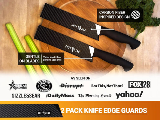 Knife Edge Guards, Universal Knife Sheath Covers, Professional Kitchen Chef Knife Protector Set, Blade Guard, BPA-Free ABS Plastic, Non-Scratch Felt Lining (2-Pack, 8.5")