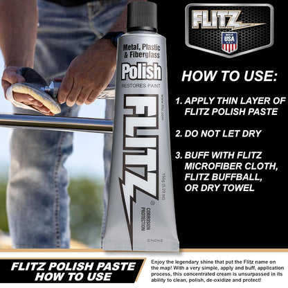 Flitz Metal Polish Paste - 5.29oz USA-Made Polish for Solid Chrome, Stainless Steel, & Aluminum - Non-Abrasive for Light Oxidation - Requires Manual Buffing - Not for Plated/Coated Surfaces (1 Pack)