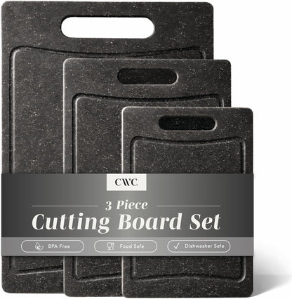 COOK WITH COLOR Non-Slip Cutting Board Set – Kitchen Essentials with Easy Grip Handle for Meat, Veggies, and Fruits, 4 Cutting Boards, Brown
