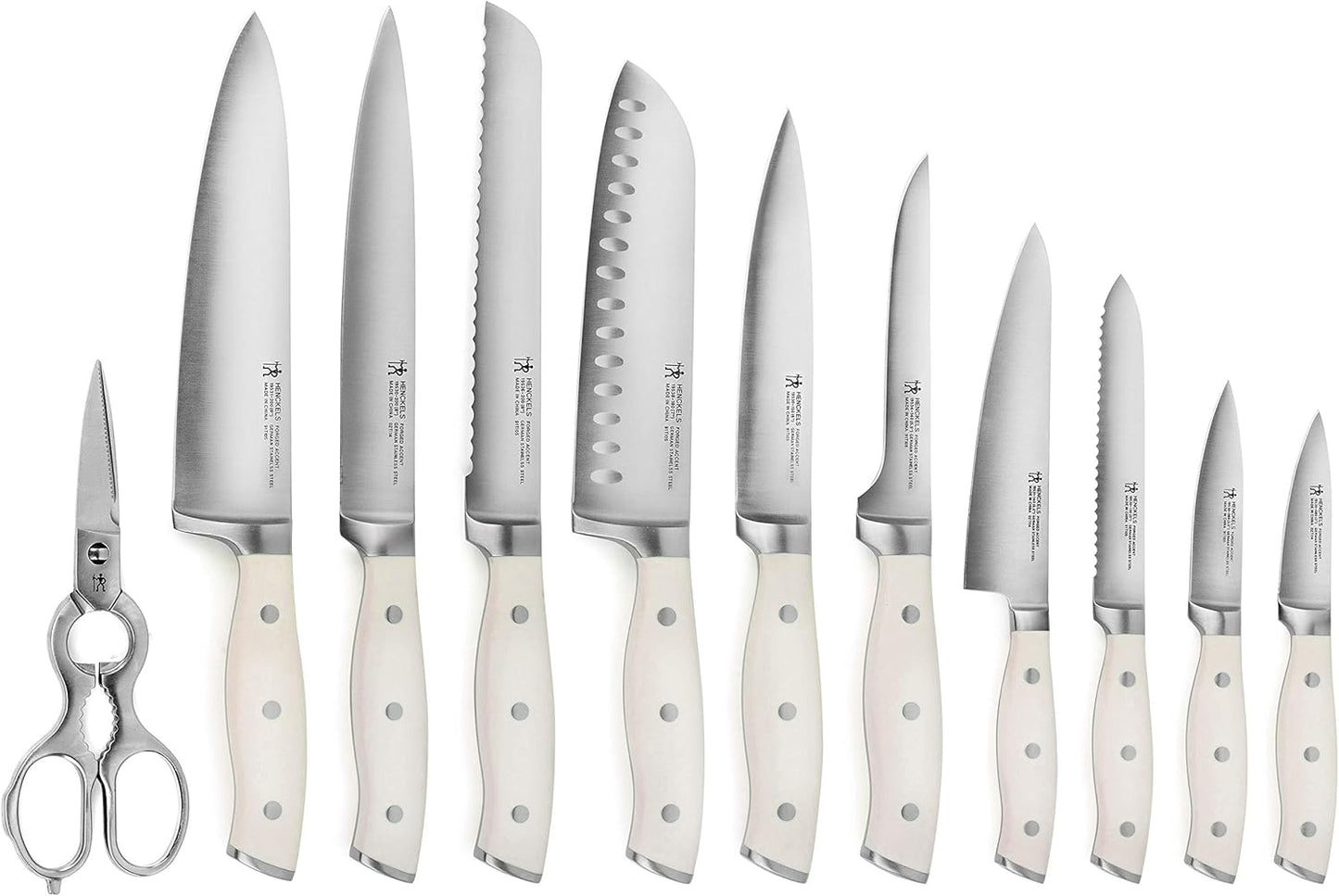 Henckels Forged Accent 20 Piece Self Sharpening Knife Block Set - Off-White Handles