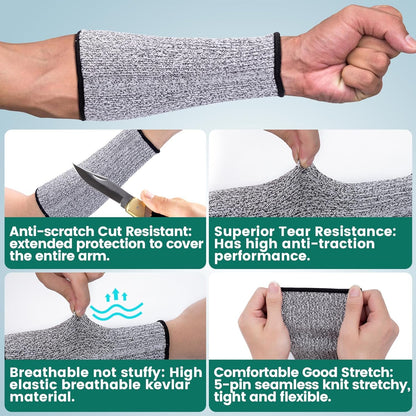 SmallCat Cut Resistant Protective Arm Sleeves, Reusable Arm Guards Gardening Sleeves, Breathable Safety Arm Protectors for Industry, Working, Dog Bite - Gray, 1 Pair