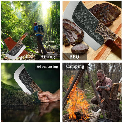 Purple Dragon Serrated Steak Knives Set of 4 - High Carbon German Steel Steak Knife Set with Square Wooden Handle - Effortless Cutting - Christmas Gift for Men and Women
