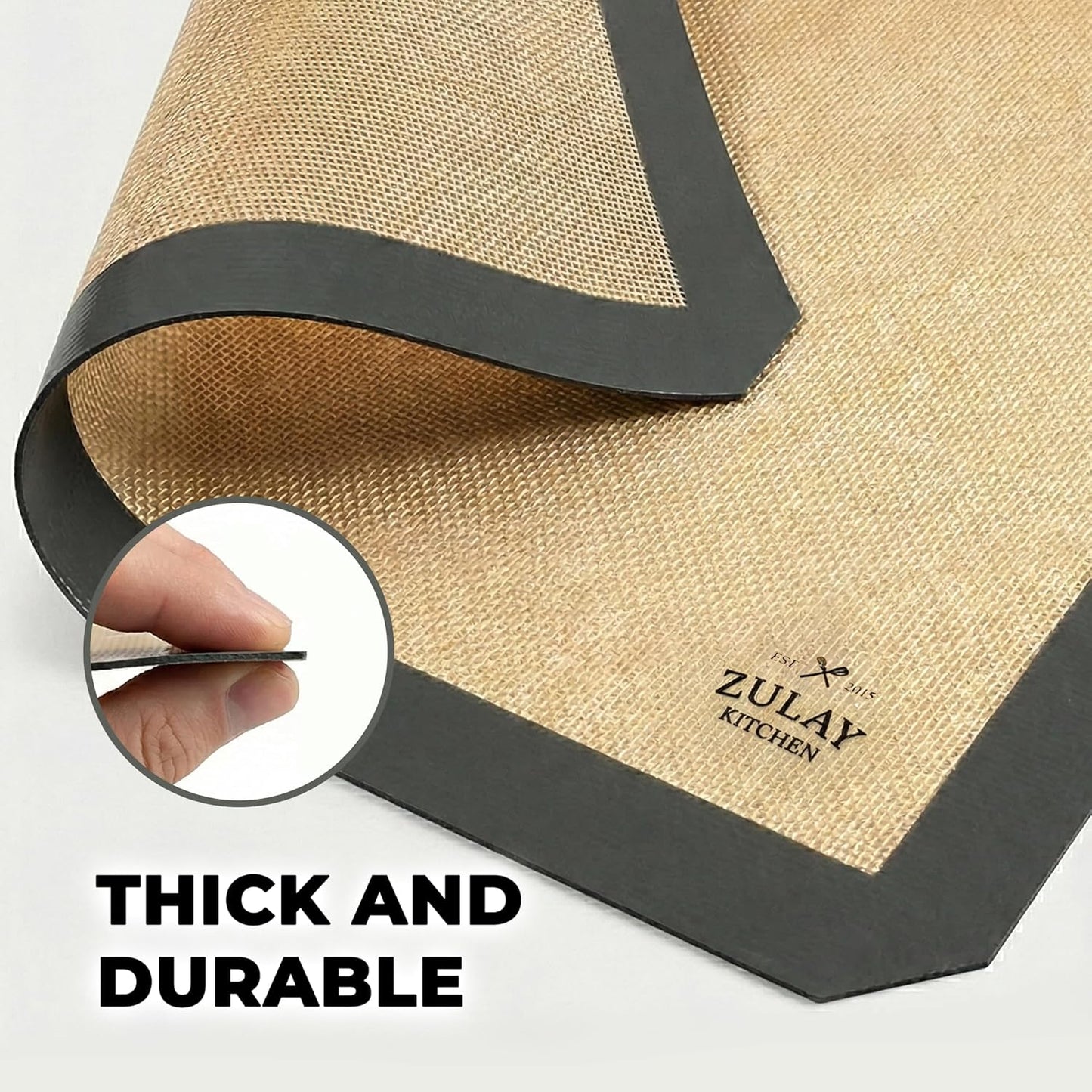 Zulay Kitchen Silicone Baking Mat Sheet Set - Reusable Baking Mat Nonstick - Half Sheet Baking Mat For Oven (Black, 1 Pack)