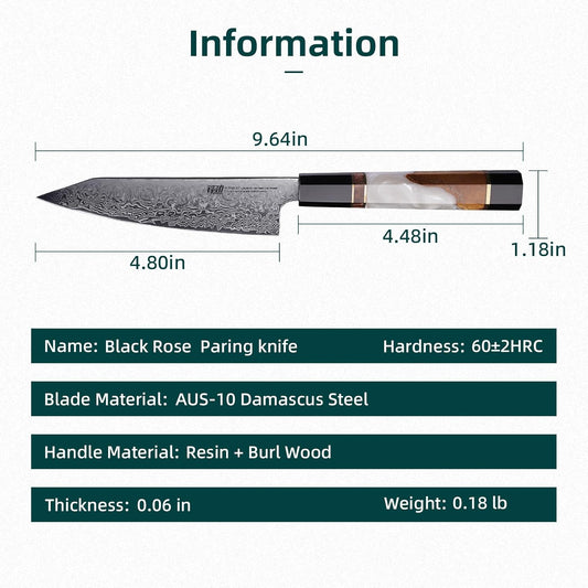 FINDKING Boning Knife 5.5 Inch, Sharp Trimming & Fillet Knife for Meat, Brisket & Fish, Japanese Style (BLACK-ROSE Series)