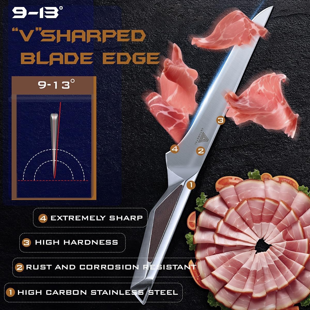 6.5 Inch Boning Knife, Full-Metal High-Carbon Stainless Steel Fillet & Meat Trimming Knife, Ergonomic Non-Slip Handle, Narrow Flexible Blade for Poultry, Beef, Fish